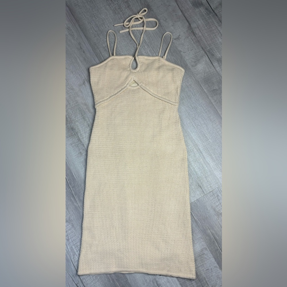 NWT House Of Harlow 1960 Cream Crochet Midi Dress Size Large